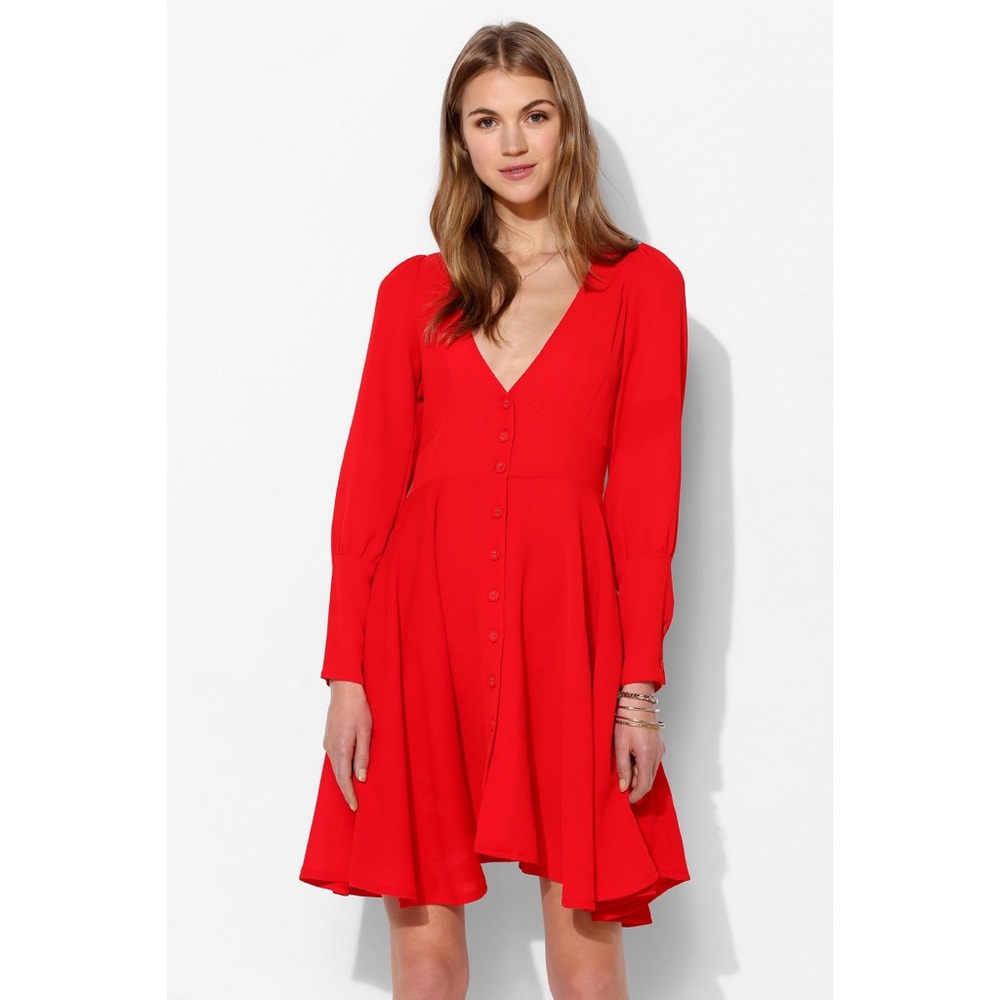 Family Affairs Urban Outfitters Red Crepe Dress